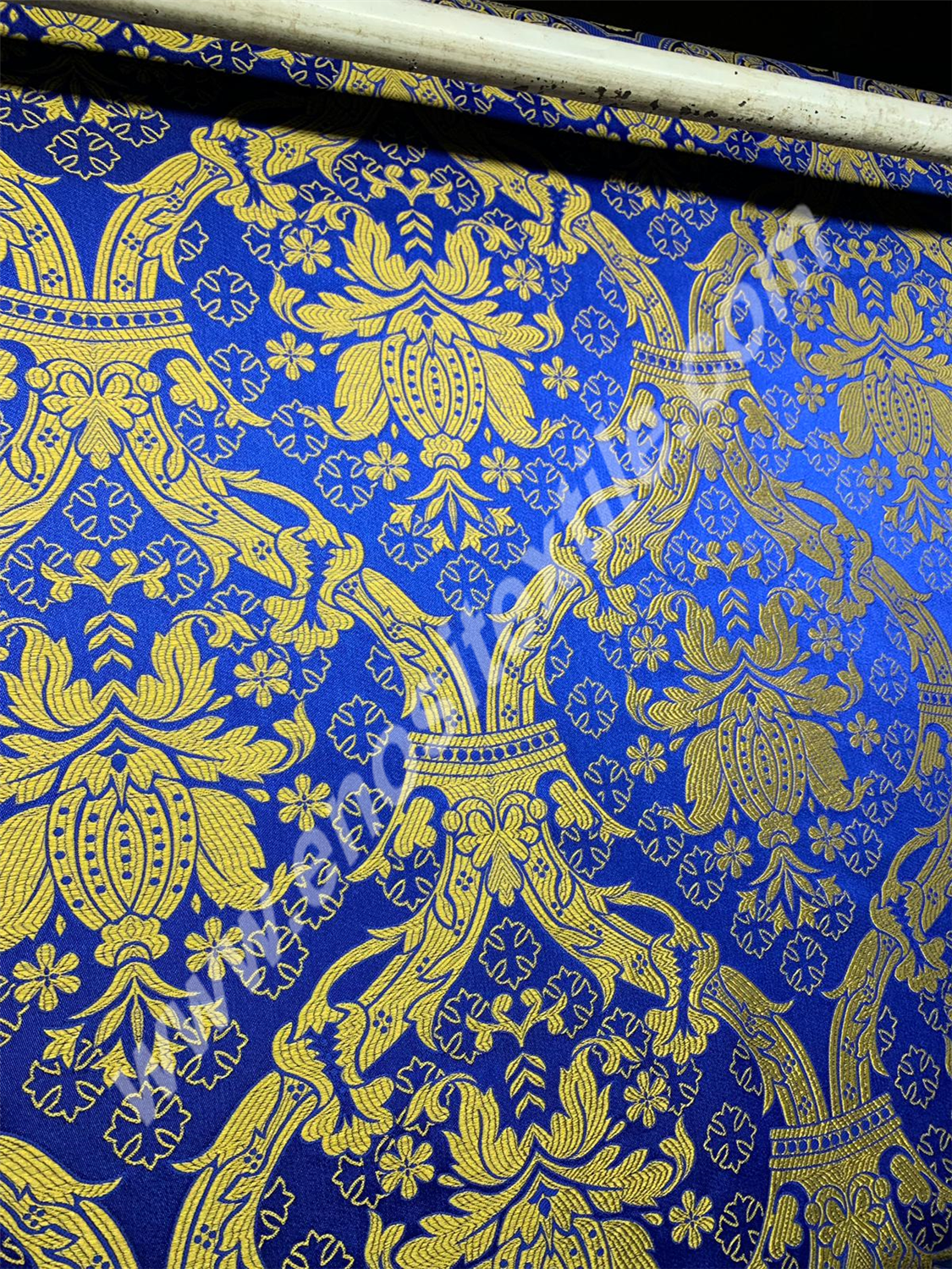 KL-028 Dark Blue-Gold Brocade Fabrics